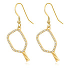 Gold Pickleball Open Paddle Earrings with CZ -The Pickleball Store at Auburn