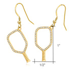 Gold Pickleball Open Paddle Earrings with CZ -The Pickleball Store at Auburn