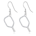 Silver Pickleball Open Paddle Earrings with CZ -The Pickleball Store at Auburn