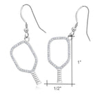 Silver Pickleball Open Paddle Earrings with CZ -The Pickleball Store at Auburn