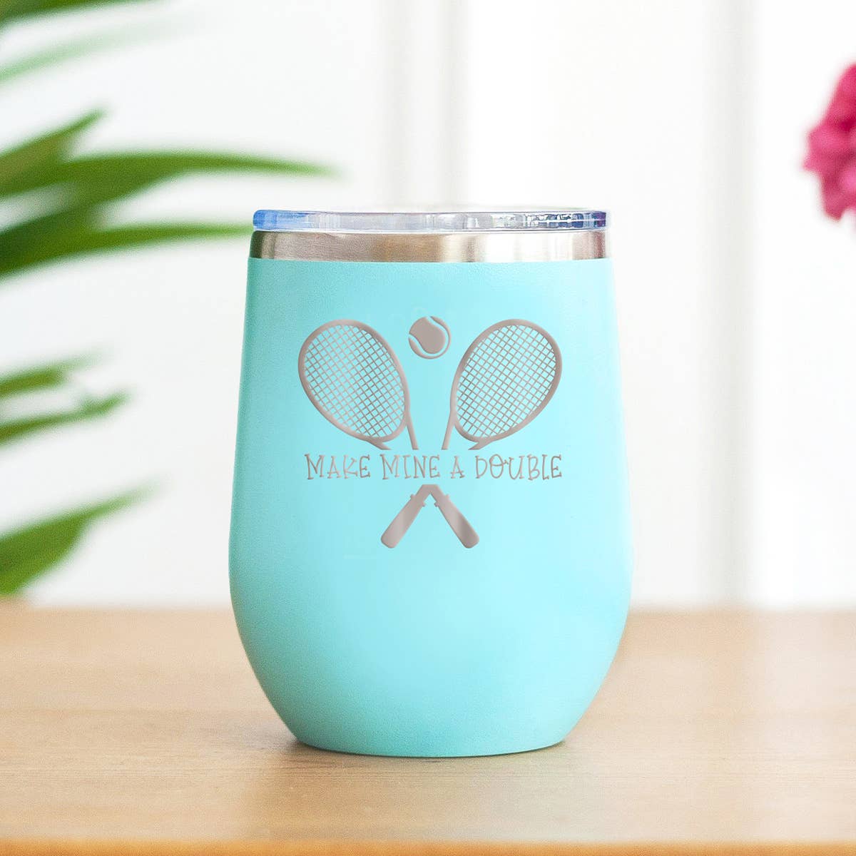 Make Mine a Double Tennis Teal Tumbler -The Pickleball Store at Auburn
