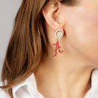 Alabama Crimson Tide Pearl Cluster Enamel Drop Earrings -The Pickleball Store at Auburn