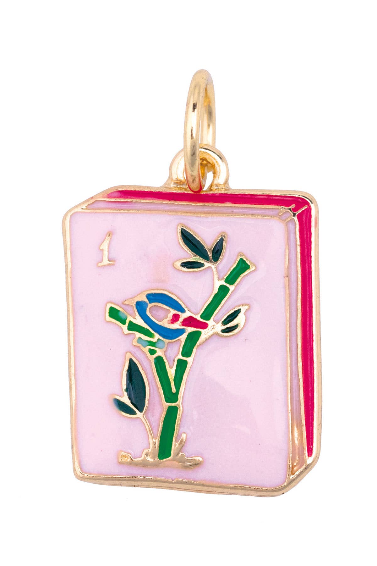 Mahjong Enamel Tile Charm in Pink -The Pickleball Store at Auburn