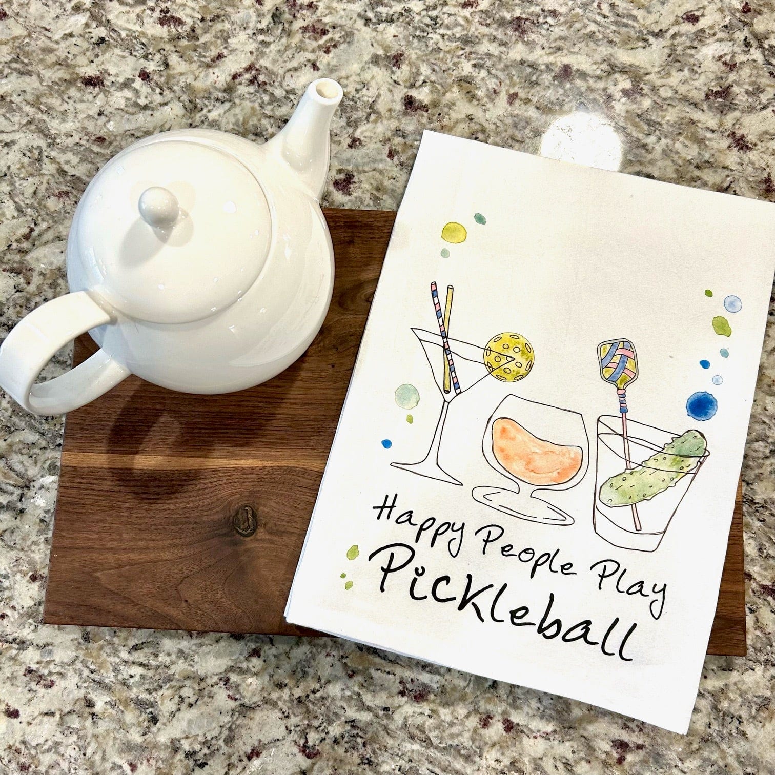 Happy People Pickleball Kitchen Towel -The Pickleball Store at Auburn