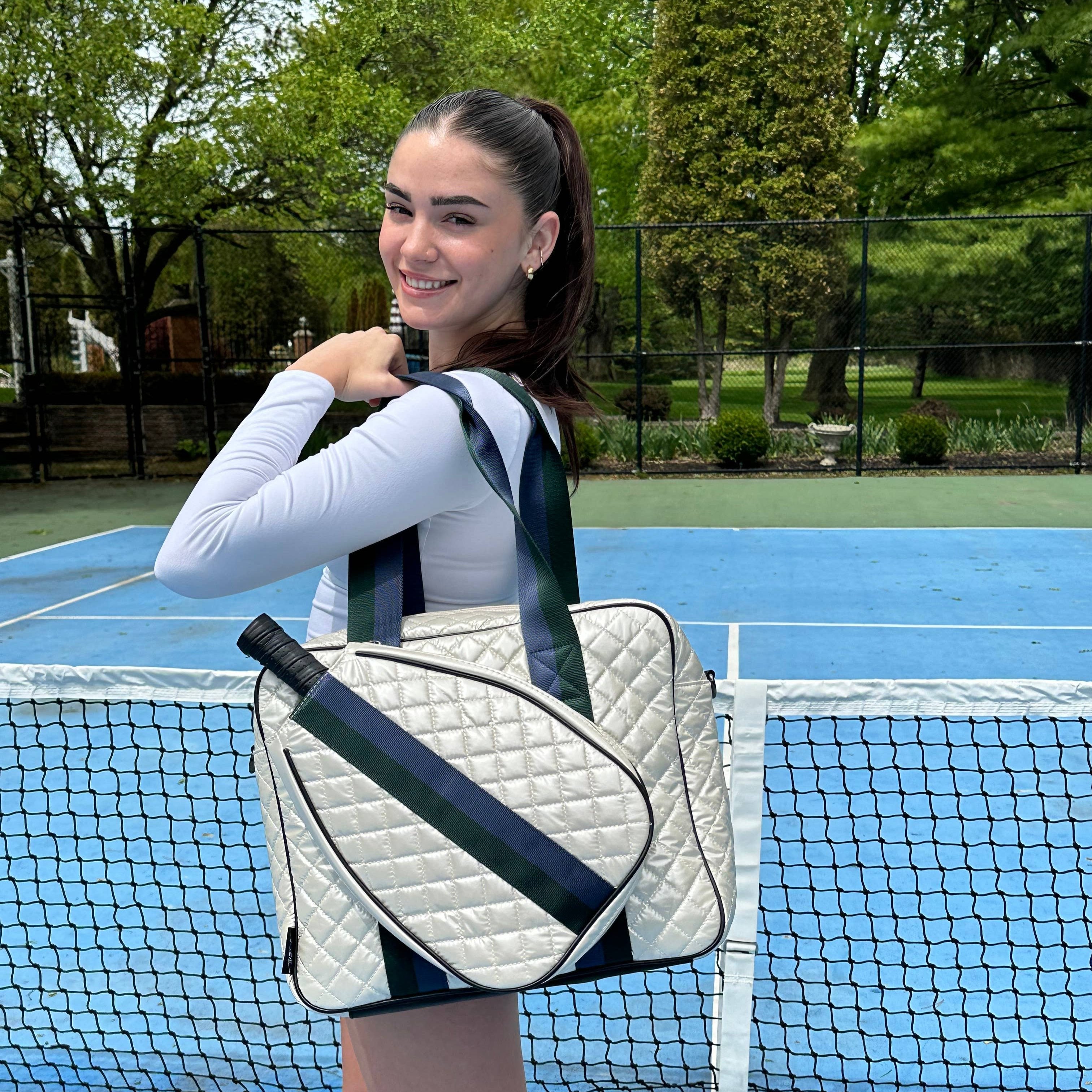Puffer Pickleball Bag Diamond Pearl with Blue Stripe -The Pickleball Store at Auburn