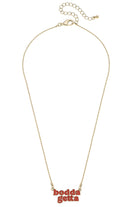 Auburn Tigers Slogan Necklace in Orange/Shiny Gold -The Pickleball Store at Auburn