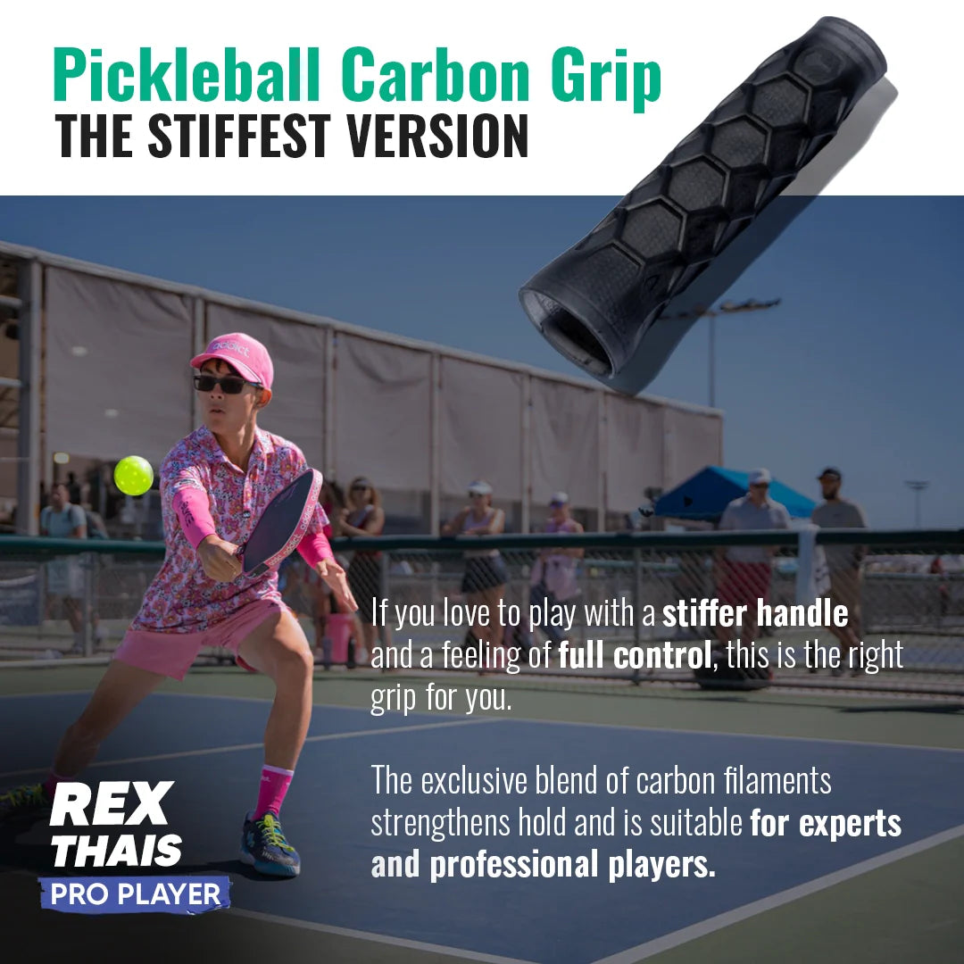 Pickleball Carbon Grip - 5.25 Inches Long - Stiff Feel - Charcoal -The Pickleball Store at Auburn