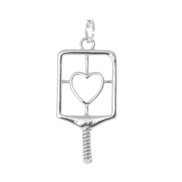 Silver Pickleball Paddle with Heart Inset Jewelry -The Pickleball Store at Auburn