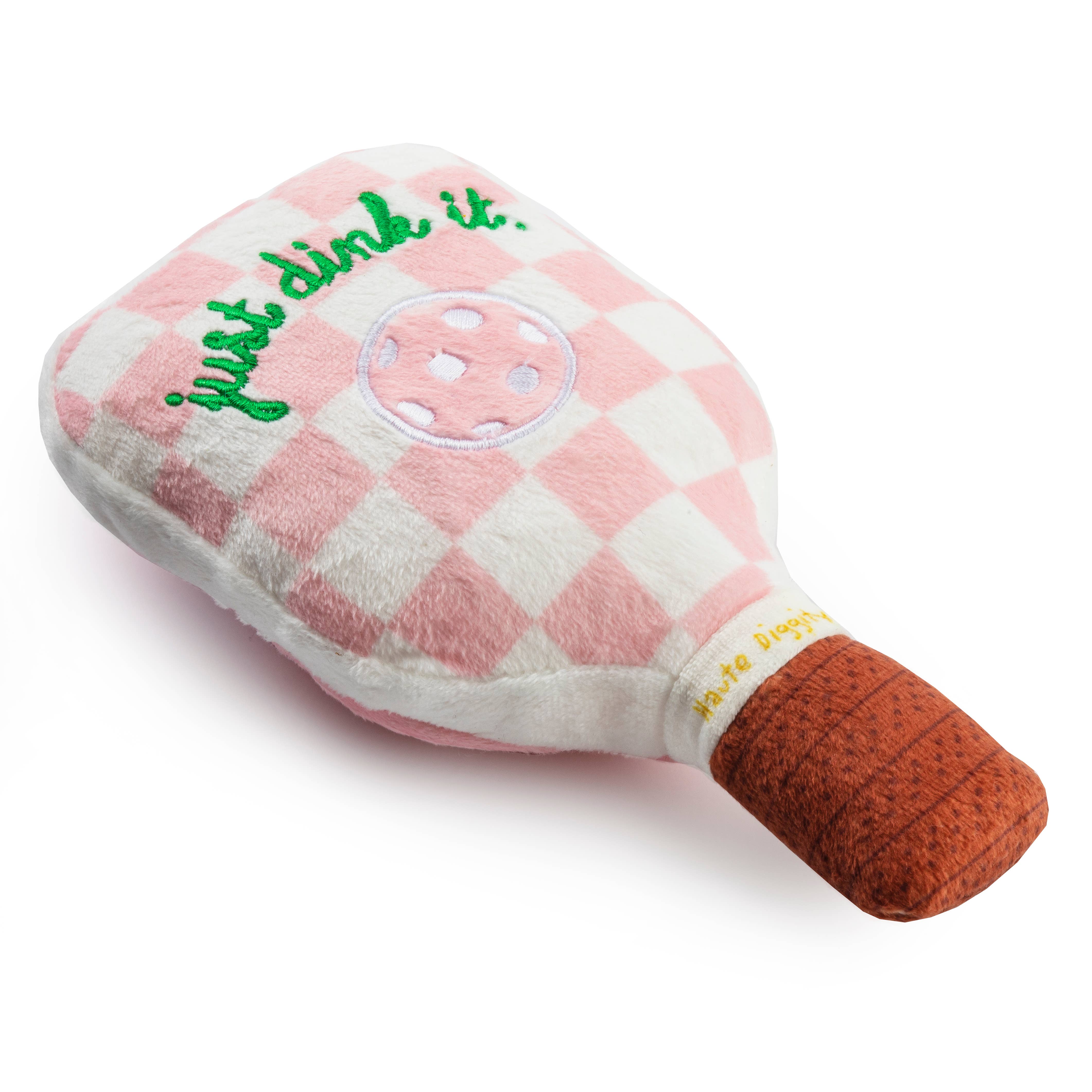 Pink Checker Pickleball Paddle Dog Plush -The Pickleball Store at Auburn