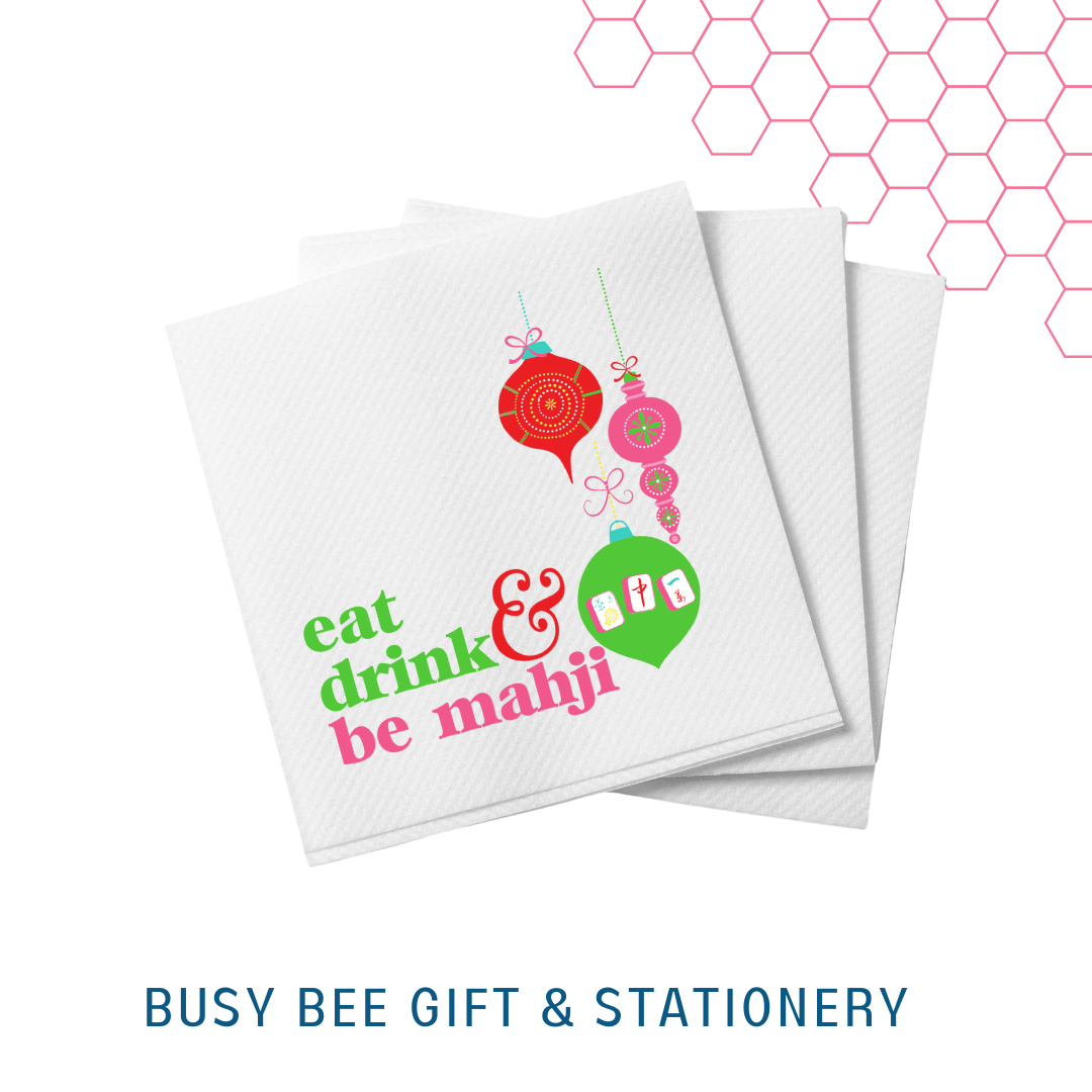 Eat Drink and Be Mahji Holiday Cocktail Napkins -The Pickleball Store at Auburn