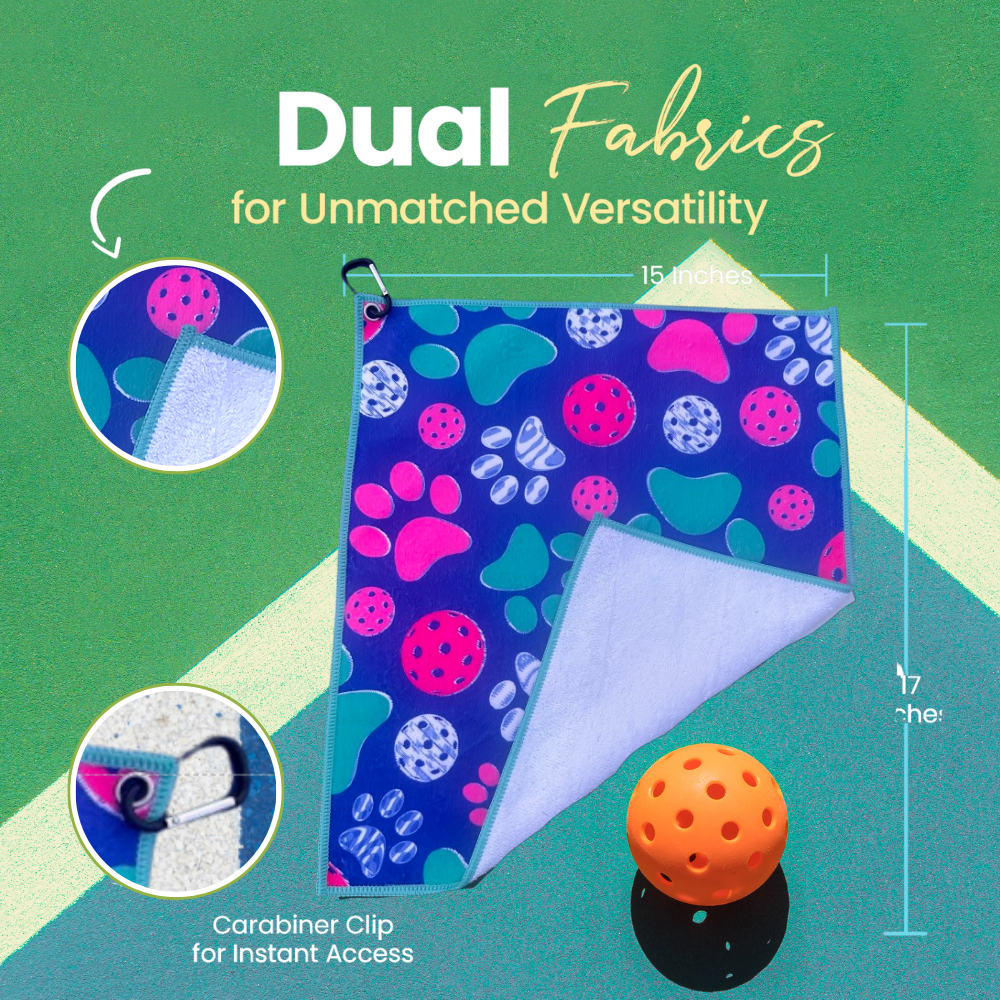 Pickleball Paw Print Microfiber/Cotton Towel -The Pickleball Store at Auburn