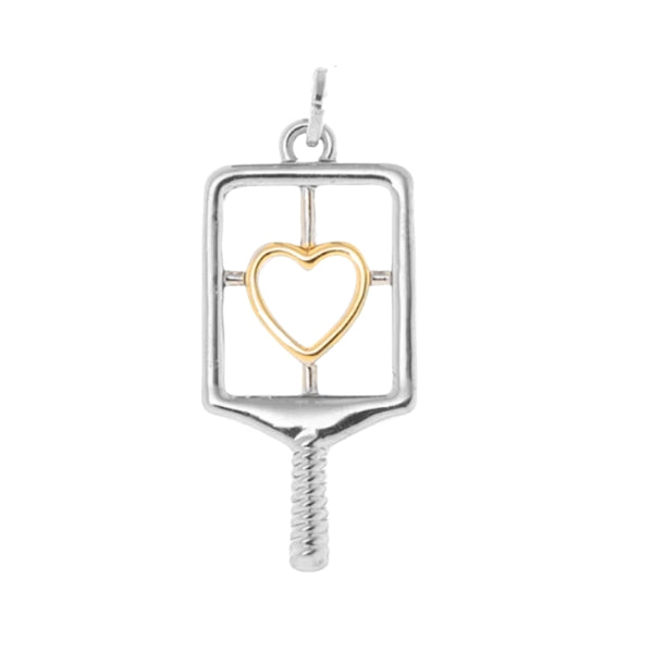 Silver Pickleball Paddle with Heart Inset Jewelry -The Pickleball Store at Auburn
