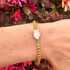 Pickleball Mother of Pearl Gold Beaded Bracelet -The Pickleball Store at Auburn