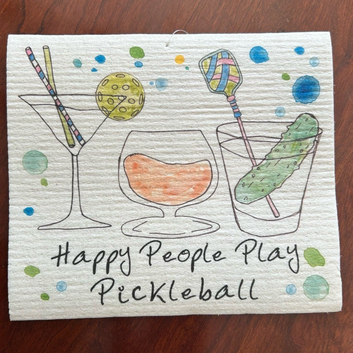 Happy People Play Pickleball Swedish Dish Cloth  -The Pickleball Store at Auburn