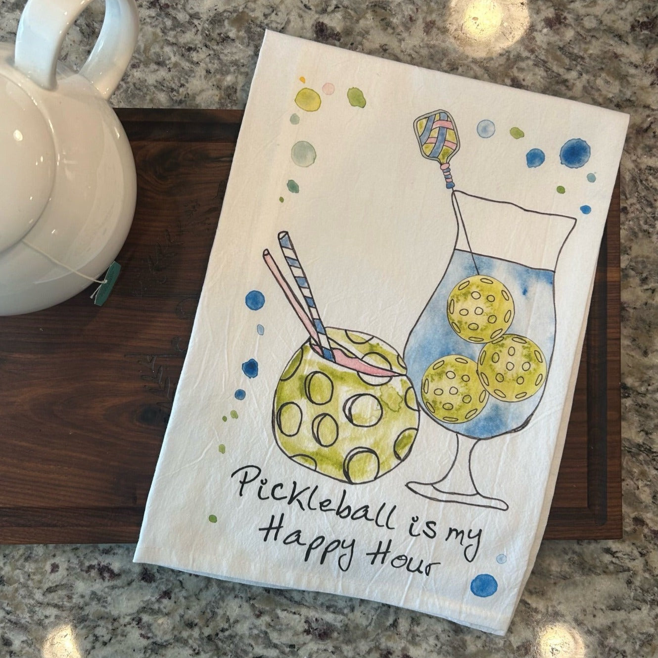 Pickleball Happy Hour Kitchen Dish Towel -The Pickleball Store at Auburn