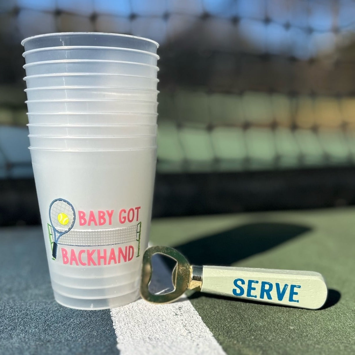 Mud Pie Tennis Party Cups with Opener Sets -The Pickleball Store at Auburn