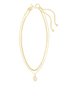 Abbie Gold Pave Frame Multi Strand Necklace in Ivory Mother-of-Pearl -The Pickleball Store at Auburn