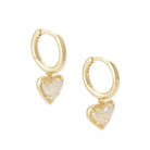 Ari Heart Gold Huggie Earrings in Iridescent Drusy -The Pickleball Store at Auburn