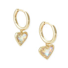 Ari Heart Gold Huggie Earrings in Dichroic Glass -The Pickleball Store at Auburn