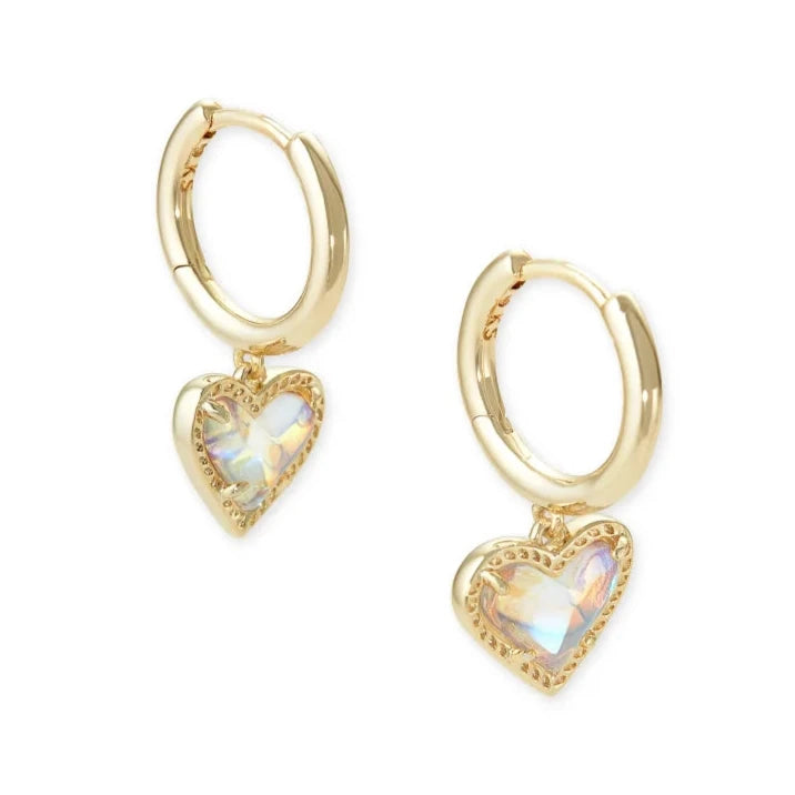 Ari Heart Gold Huggie Earrings in Dichroic Glass -The Pickleball Store at Auburn