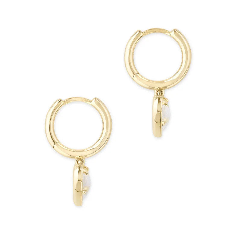 Ari Heart Gold Huggie Earrings in Iridescent Drusy -The Pickleball Store at Auburn