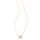 Ari Heart Gold Pendant Necklace in Bubblegum Pink Opal -The Pickleball Store at Auburn