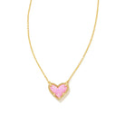 Ari Heart Gold Pendant Necklace in Bubblegum Pink Opal -The Pickleball Store at Auburn