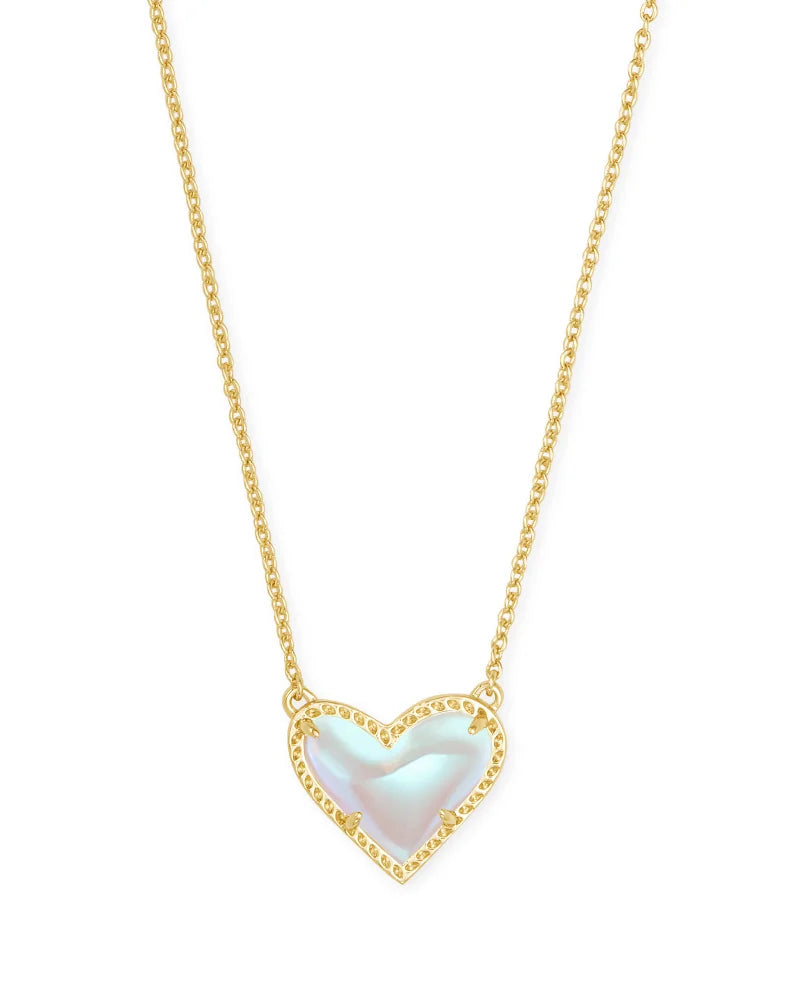 Ari Heart Gold Pendant Necklace in Dichroic Glass -The Pickleball Store at Auburn