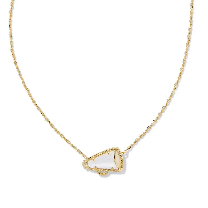 Cheer Gold Short Pendant Necklace in White Mother-of-Pearl -The Pickleball Store at Auburn