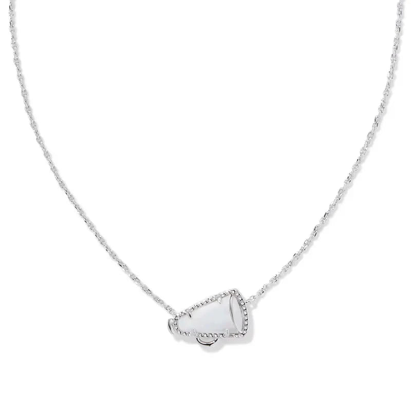 Cheer Silver Short Pendant Necklace in White Mother-of-Pearl -The Pickleball Store at Auburn