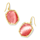 Daphne Gold Drop Earrings in Coral Pink Mother-of-Pearl -The Pickleball Store at Auburn