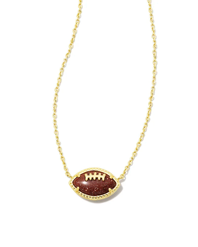 Football Gold Short Pendant Necklace in Orange Goldstone -The Pickleball Store at Auburn