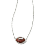 Football Silver Short Pendant Necklace in Orange Goldstone -The Pickleball Store at Auburn