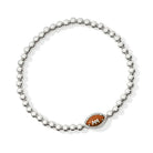 Football Silver Stretch Bracelet in Orange Goldstone -The Pickleball Store at Auburn