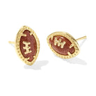 Football Gold Stud Earrings in Orange Goldstone -The Pickleball Store at Auburn
