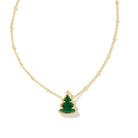 Holiday Tree Short Pendant Necklace in Green Quartzite -The Pickleball Store at Auburn
