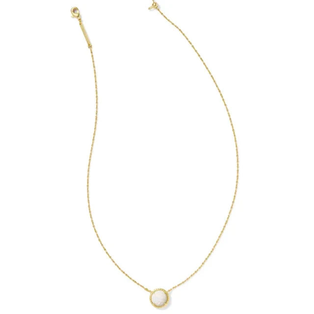 Volleyball Gold Short Pendant Necklace in White Mother-of-Pearl -The Pickleball Store at Auburn