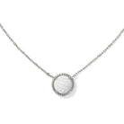 Volleyball Silver Short Pendant Necklace in White Mother-of-Pearl -The Pickleball Store at Auburn
