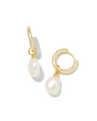 Willa Gold Pearl Huggie Earrings in White Pearl -The Pickleball Store at Auburn