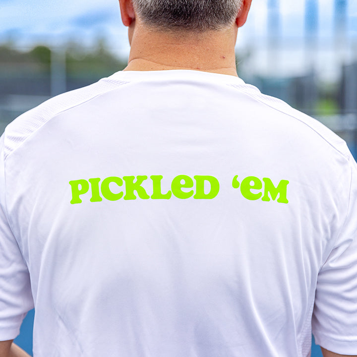 Men's Pickled 'Em Performance Crew White -The Pickleball Store at Auburn