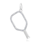 Silver Pickleball Open Paddle Pendant with CZ -The Pickleball Store at Auburn