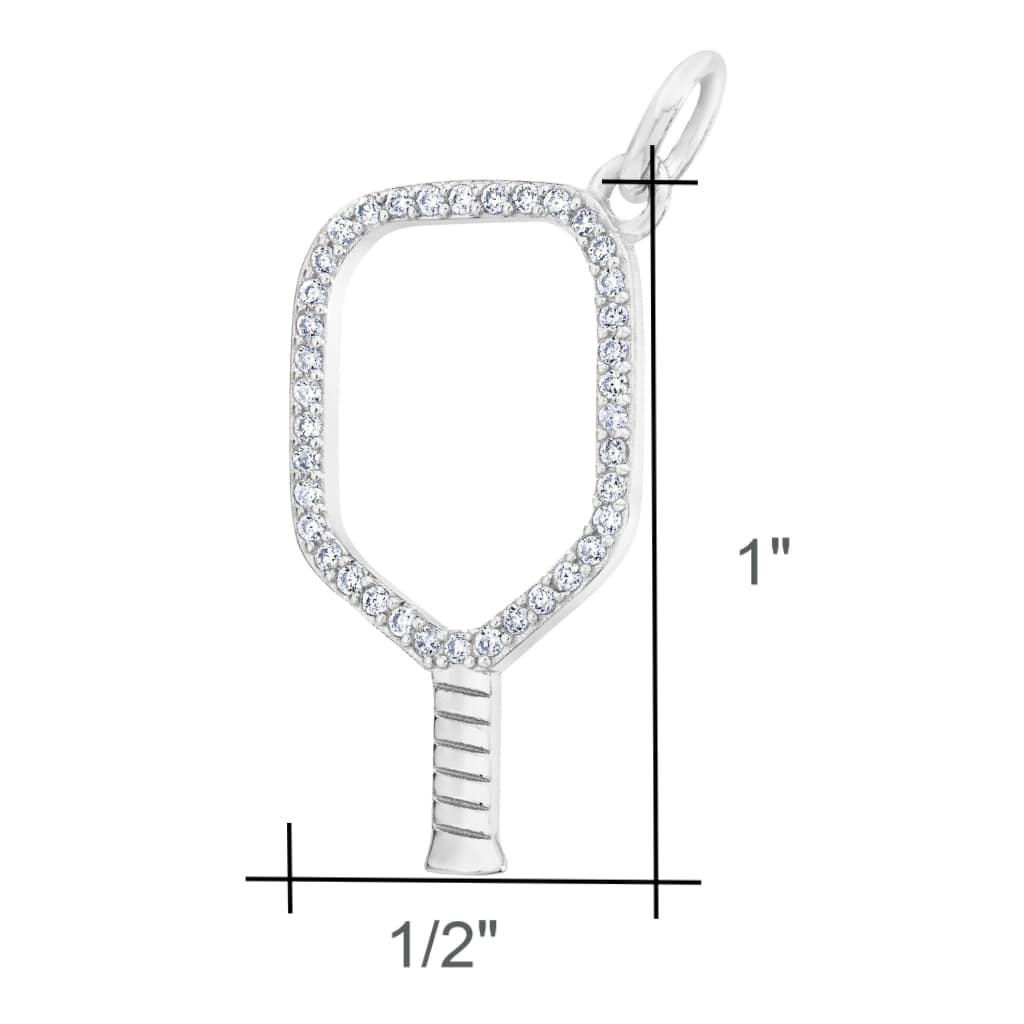 Silver Pickleball Open Paddle Pendant with CZ -The Pickleball Store at Auburn