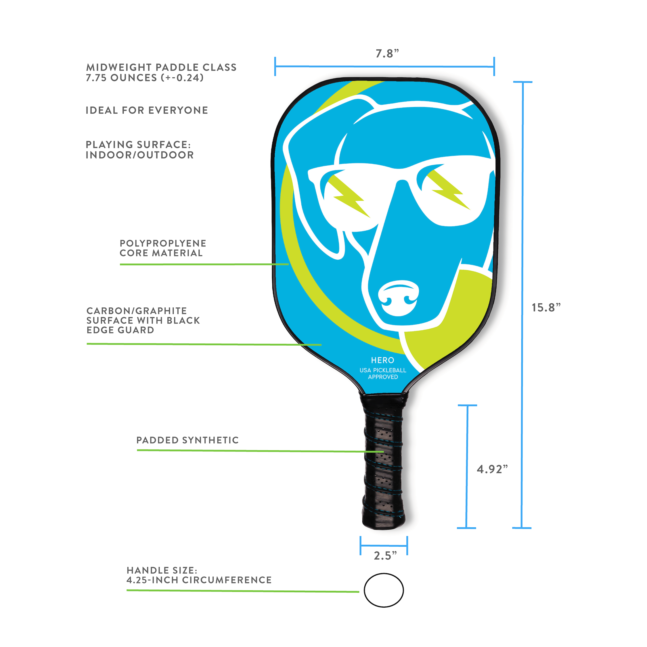 Hero Blue Dog Pickleball Paddle -The Pickleball Store at Auburn