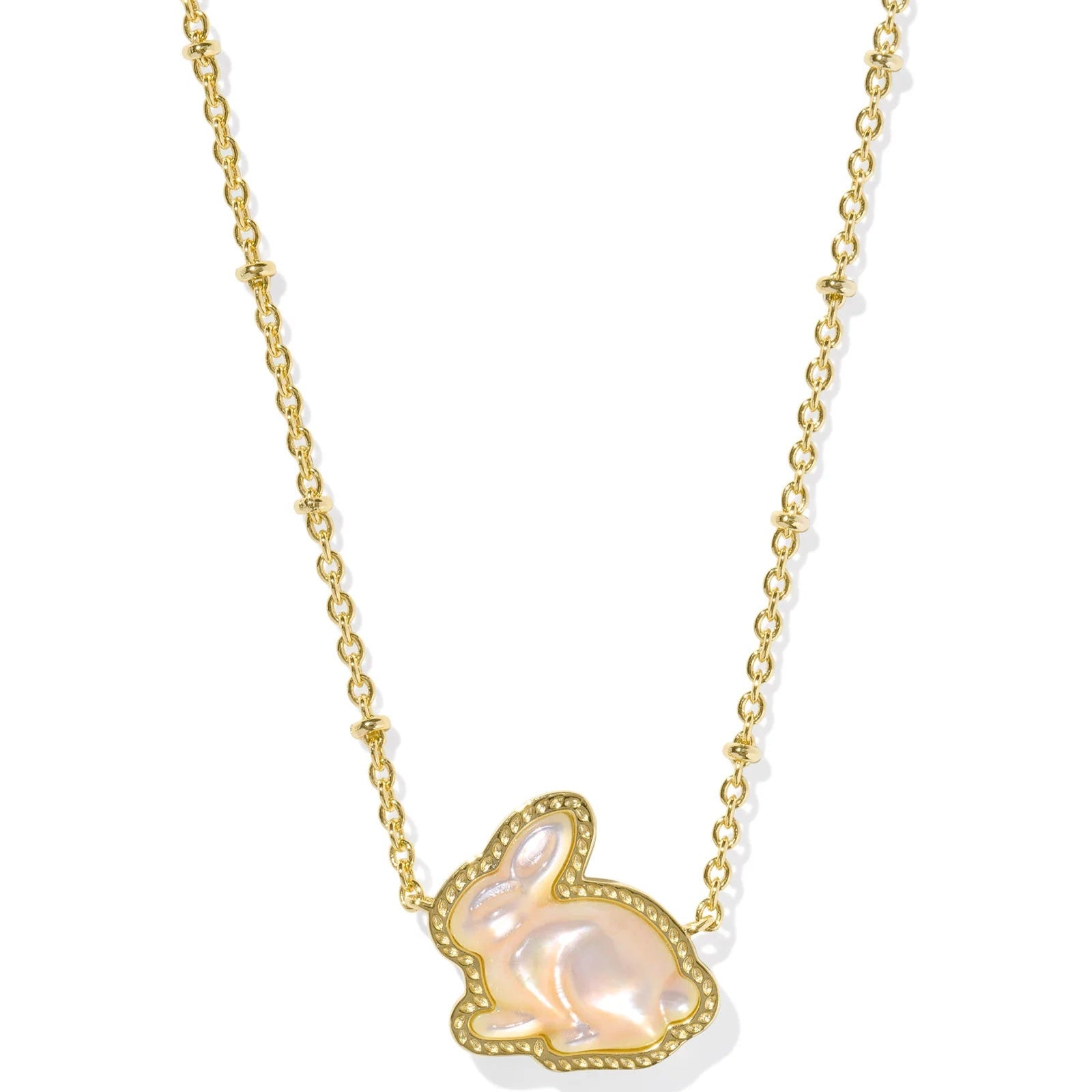Bunny Short Necklace in Gold with Taupe Mother of Pearl -The Pickleball Store at Auburn