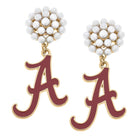 Alabama Crimson Tide Pearl Cluster Enamel Drop Earrings -The Pickleball Store at Auburn