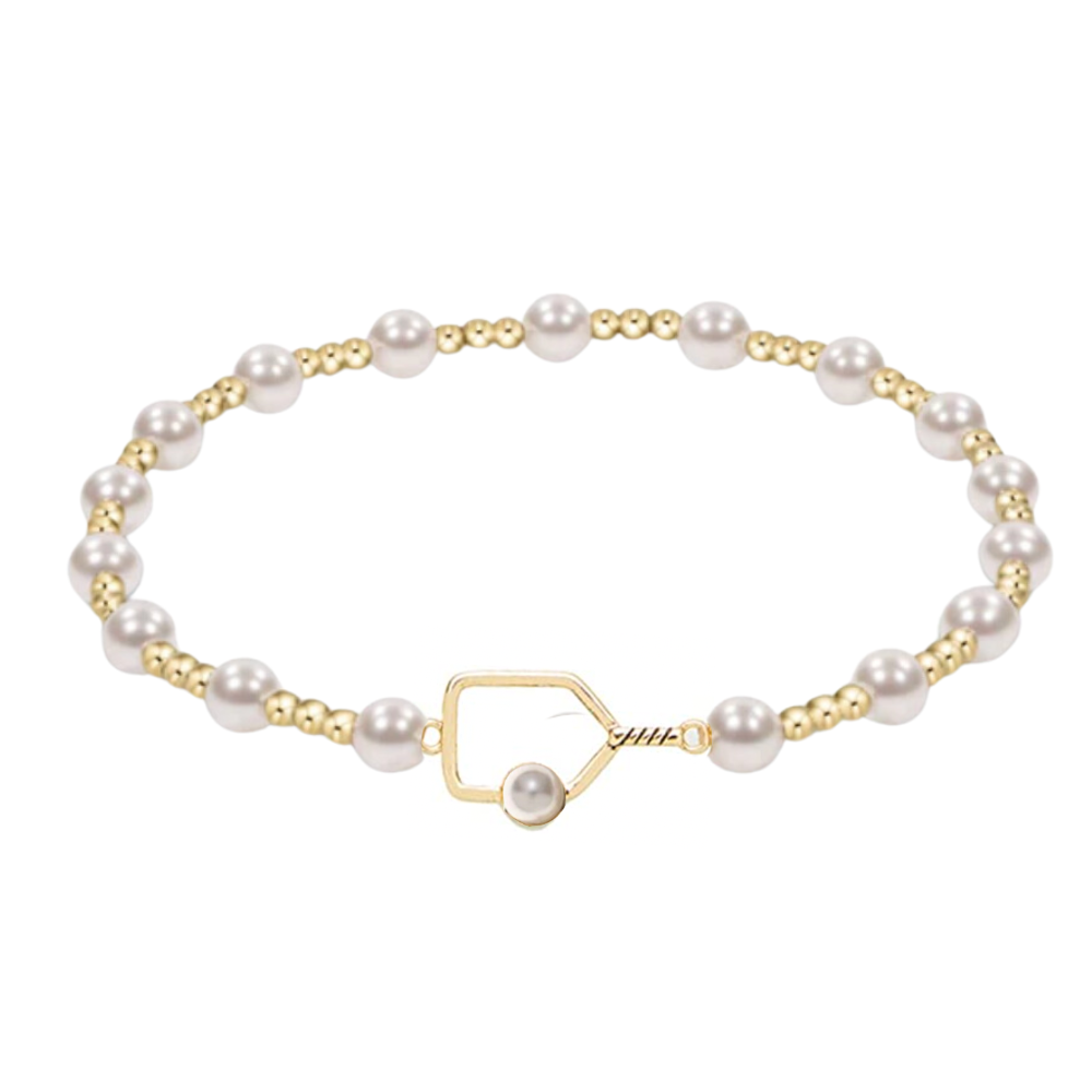 Gold and Pearl Pickleball Beaded Bracelet -The Pickleball Store at Auburn