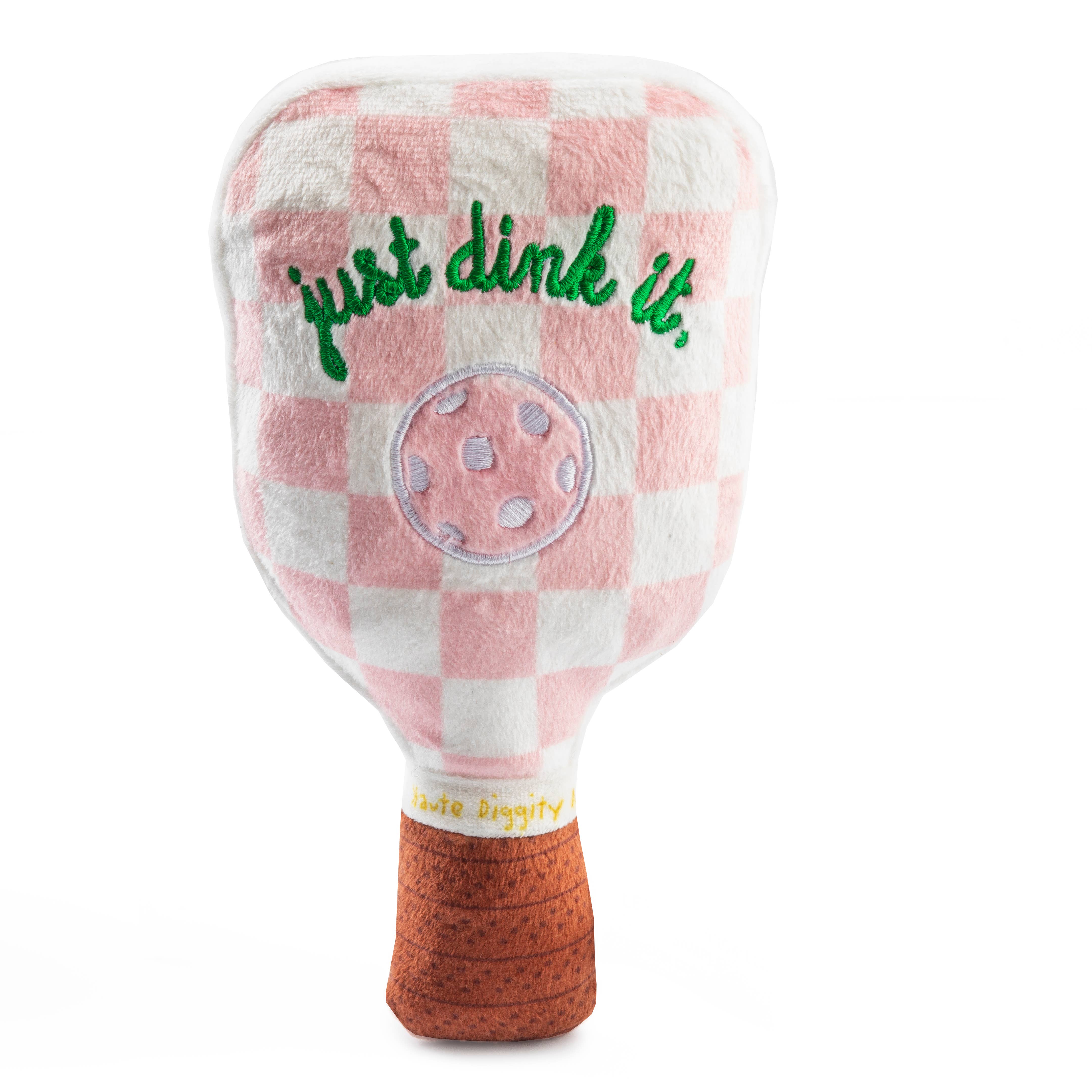 Pink Checker Pickleball Paddle Dog Plush -The Pickleball Store at Auburn