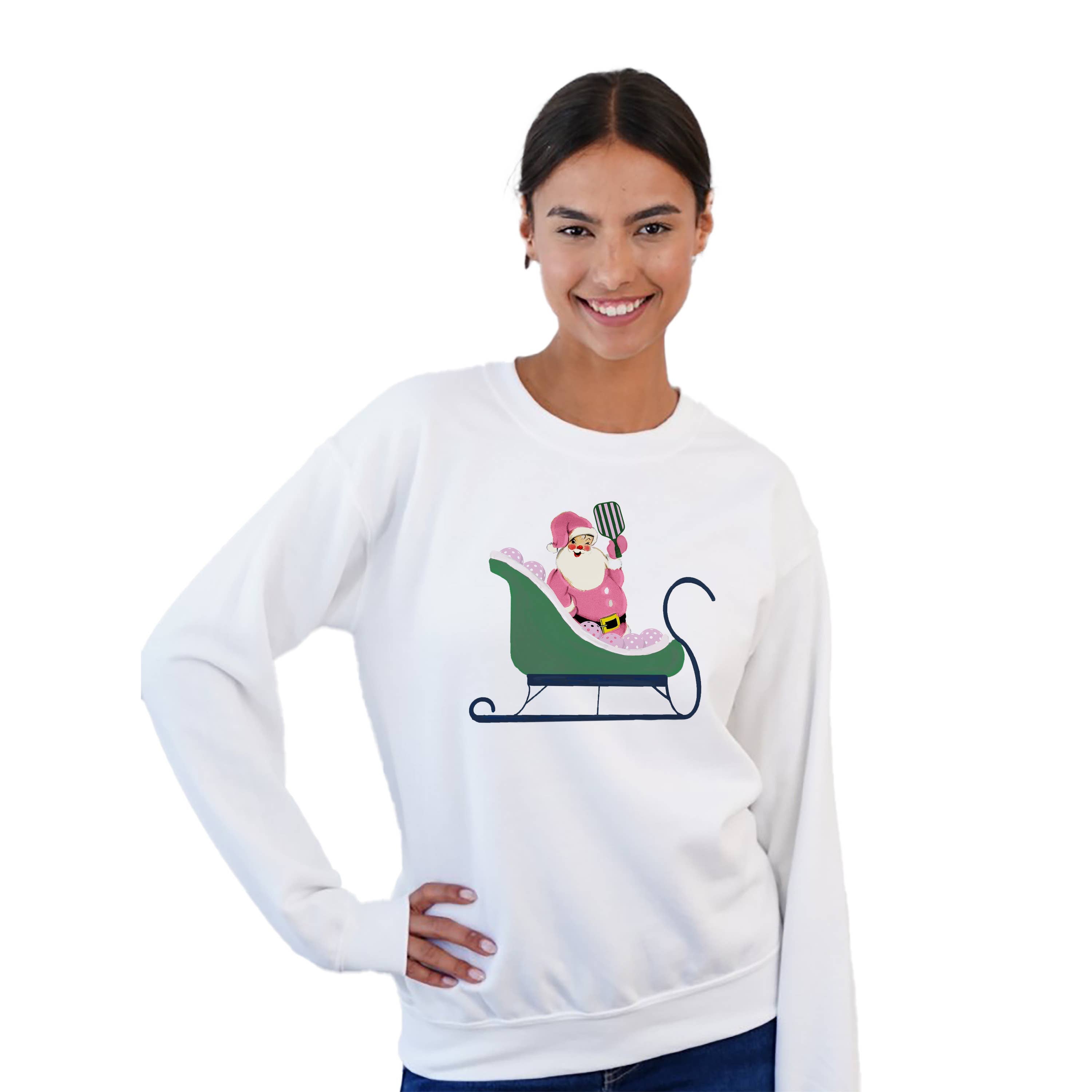 Santa on a Sleigh Pickleball Christmas Sweatshirt -The Pickleball Store at Auburn
