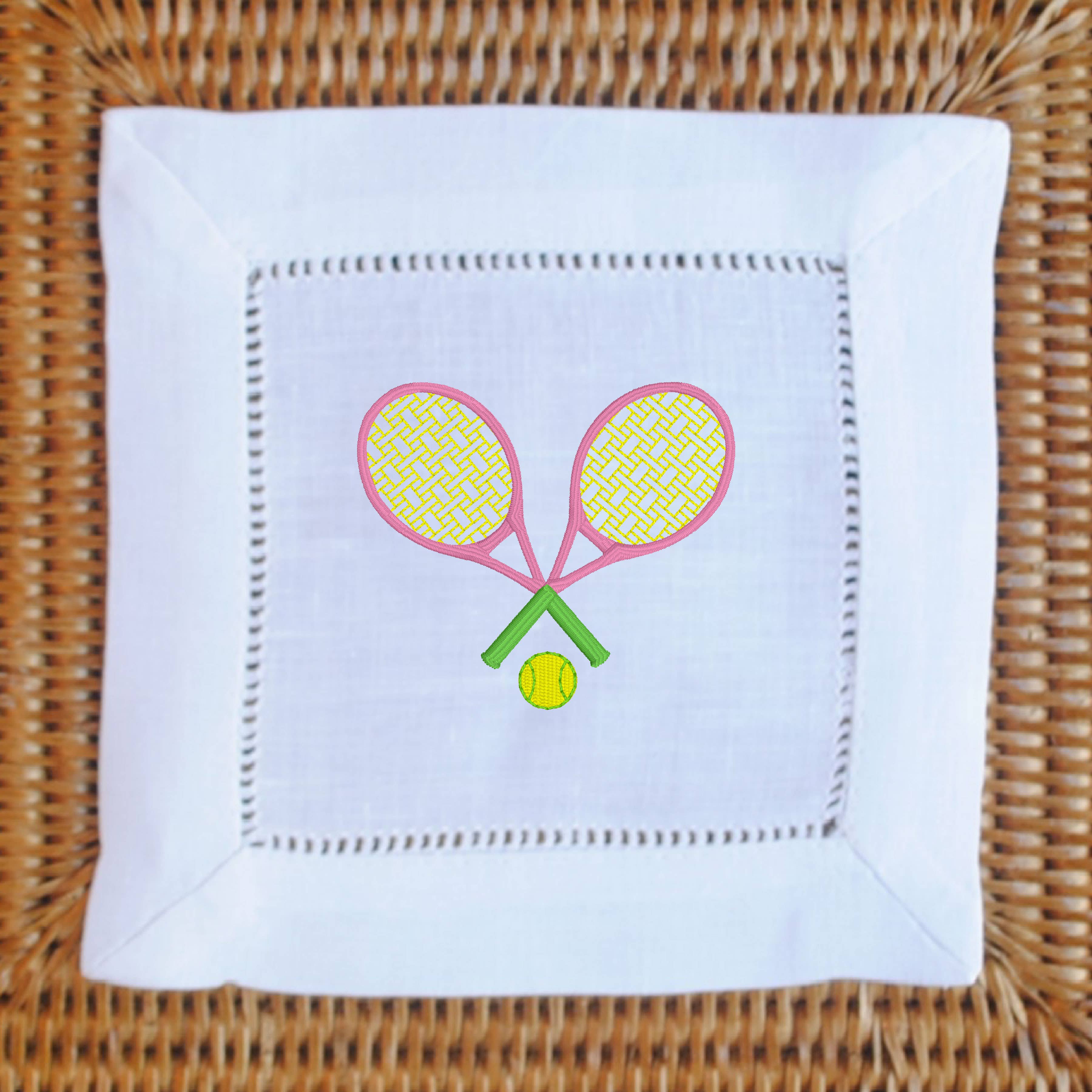 Tennis, Anyone? Embroidered Cocktail Napkins -The Pickleball Store at Auburn